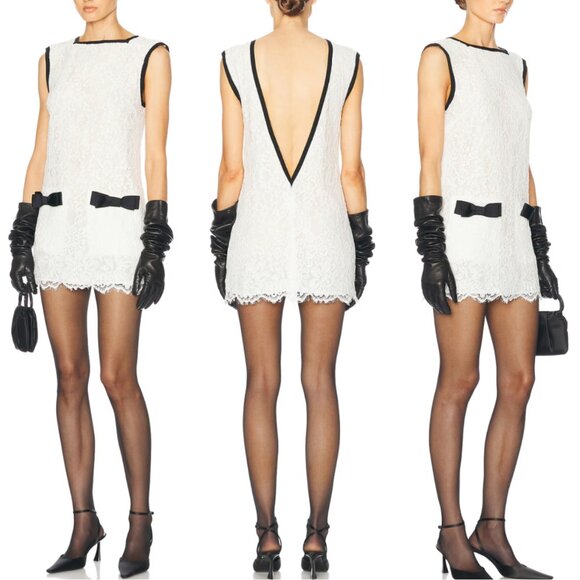 Helsa Revolve The Lace Mini Dress Small Cocktail Black White Spring Party Lace - Picture 2 of 13